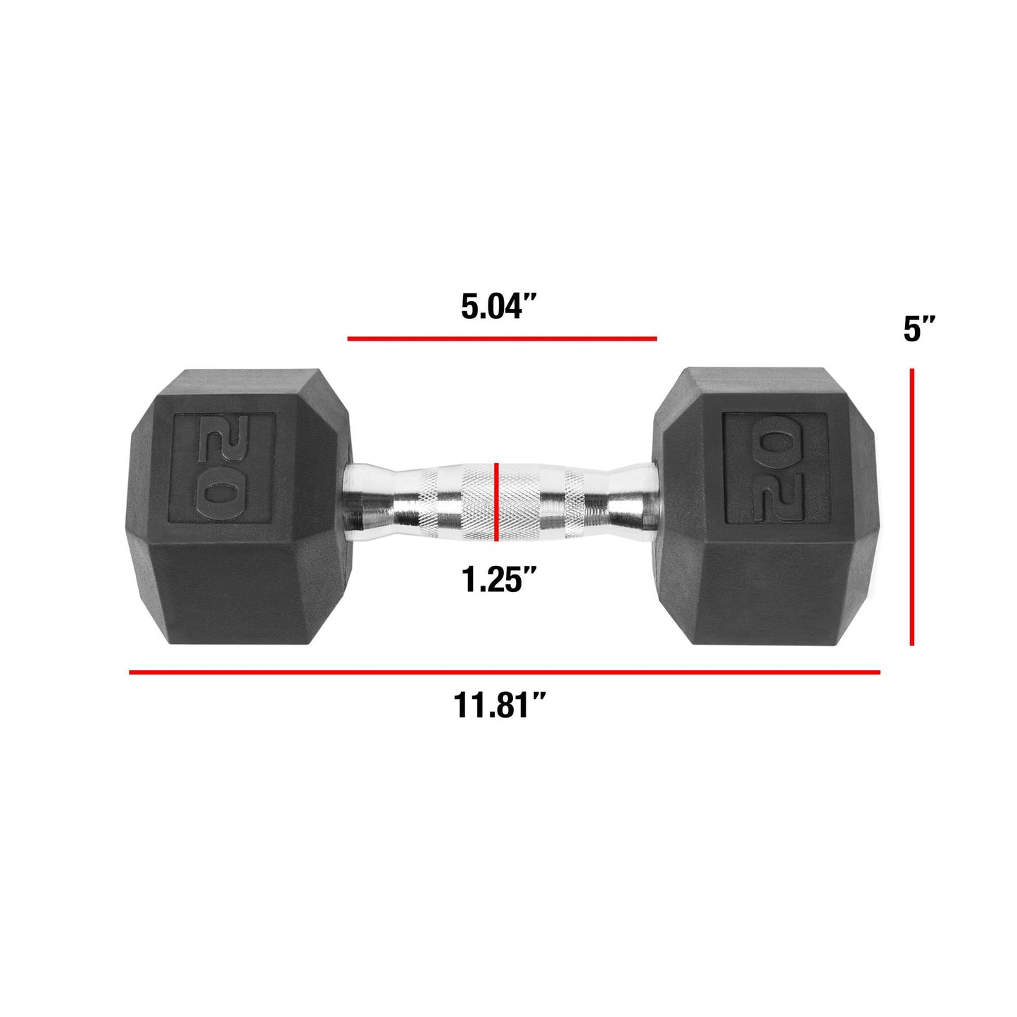 20lb Coated Rubber Hex Dumbbell, Pair