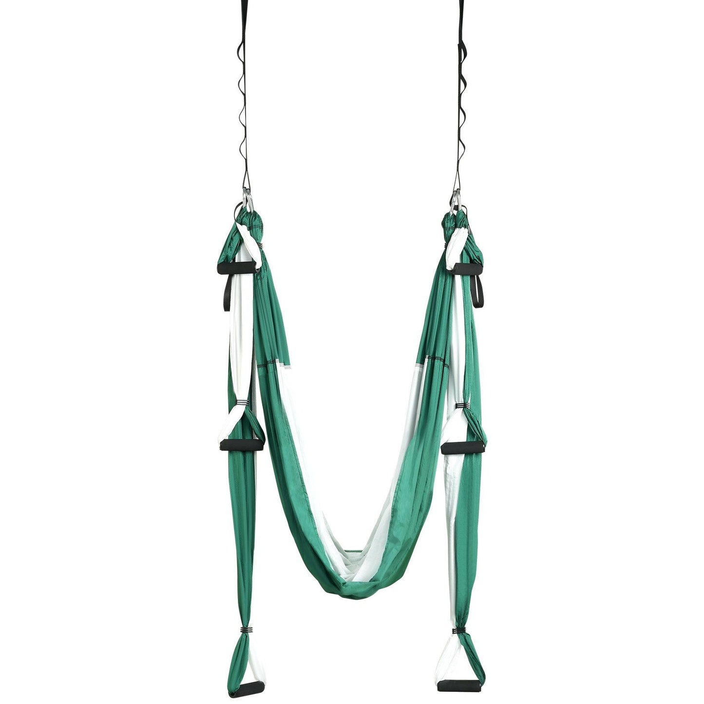 VEVOR Aerial Yoga Swing Set, 2.7 Yards Yoga Hammock Hanging Swing Aerial Sling Inversion Fly Kit Trapeze Inversion Equipment with Ceiling Mount Accessories, Max 661.38 lbs Load Capacity, Green/White