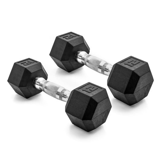 Coated Rubber Hex Dumbbell, Pair