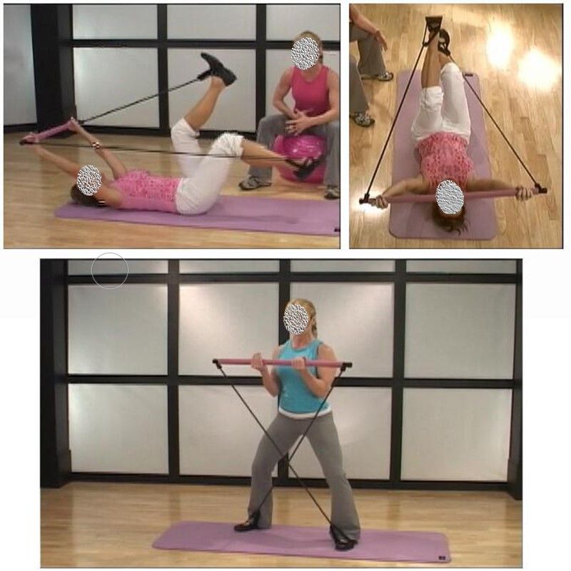 Yoga Exercise Portable Pilates Bar with Foot Loops for Total Body Workout