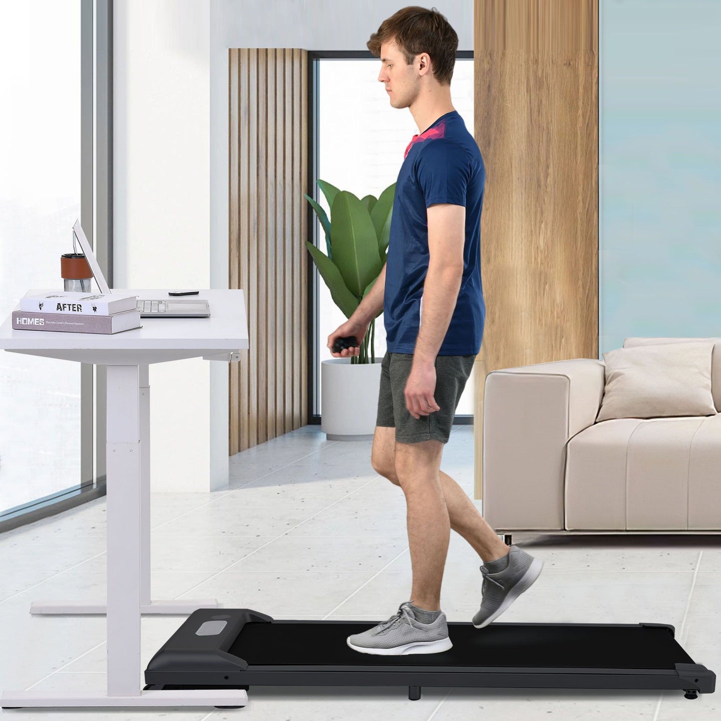 2 in 1 Under Desk Electric Treadmill 2.5HP, Remote Control, Display, Walking Jogging Running Machine Fitness Equipment for Home Gym Office