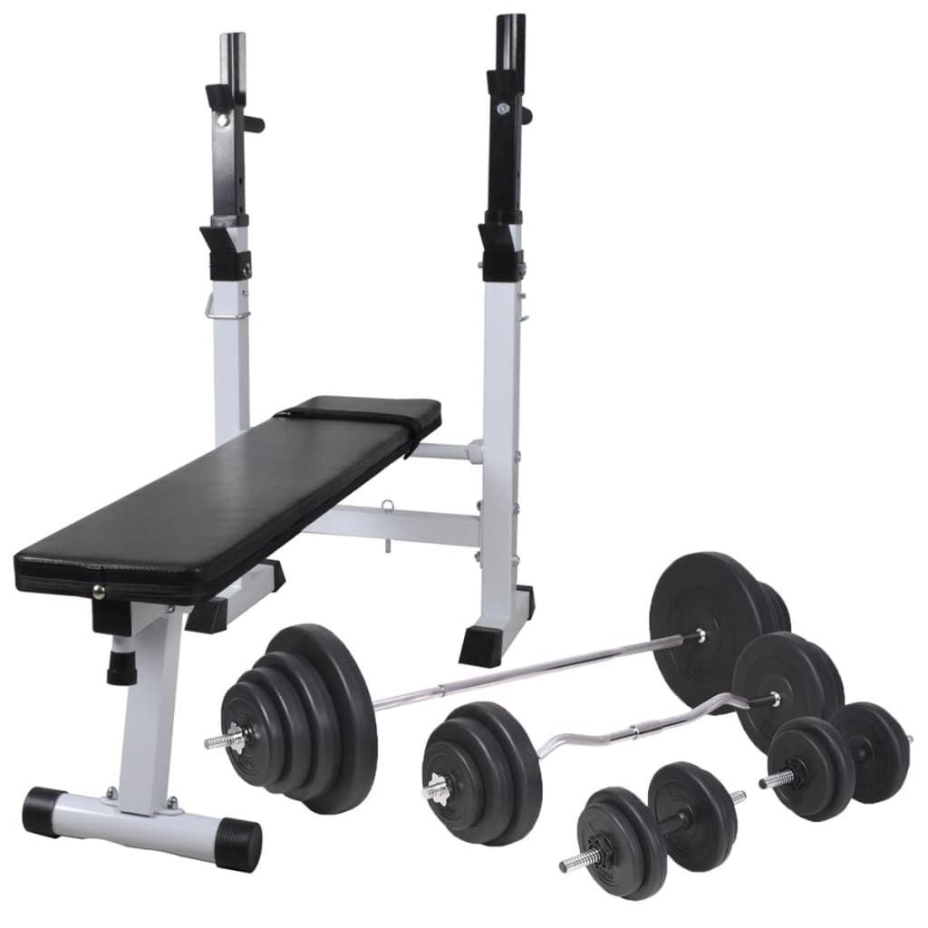 Workout Bench with Weight Rack, Barbell and Dumbbell Set 264.6 lb