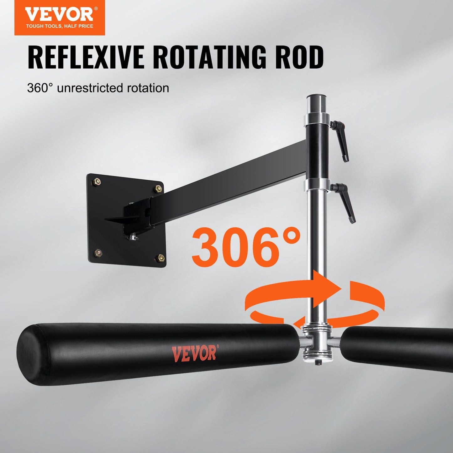 VEVOR Wall Mount Boxing Spinning Bar, Adjustable Punching Spinning Bar, Boxing Speed Trainer with Gloves, Black Reflex Boxing Bar, Boxing Training Equipment for Kickboxing, MMA, Stress Relief, Fitness