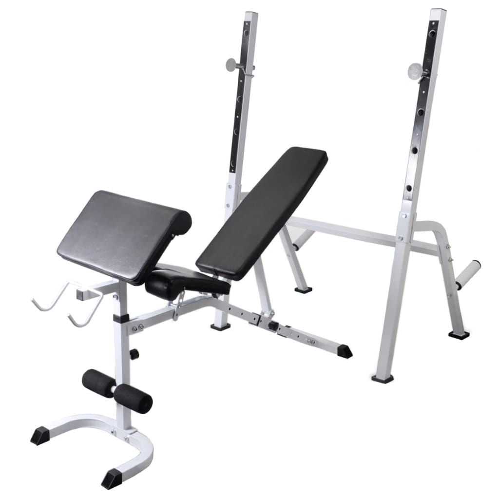 Workout Bench with Weight Rack, Barbell and Dumbbell Set 264.6 lb