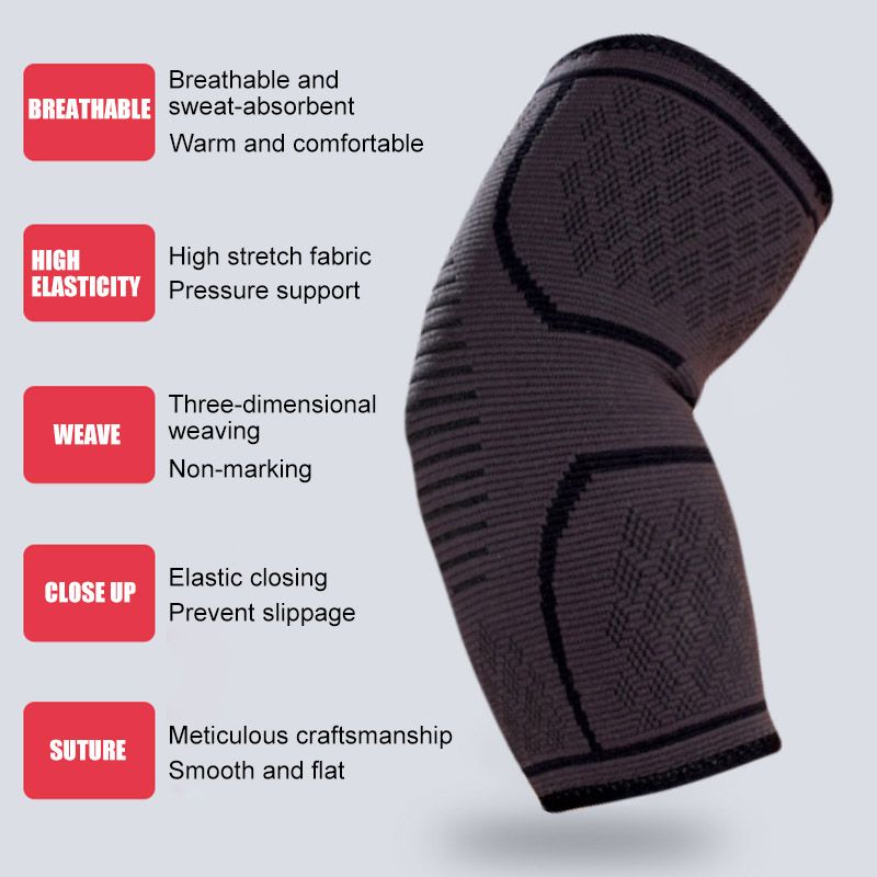 1 Piece Elbow Support Elastic Gym Fitness Nylon Protective Pad Absorb Sweat Sports Safety Basketball Arm Sleeve Elbow Brace