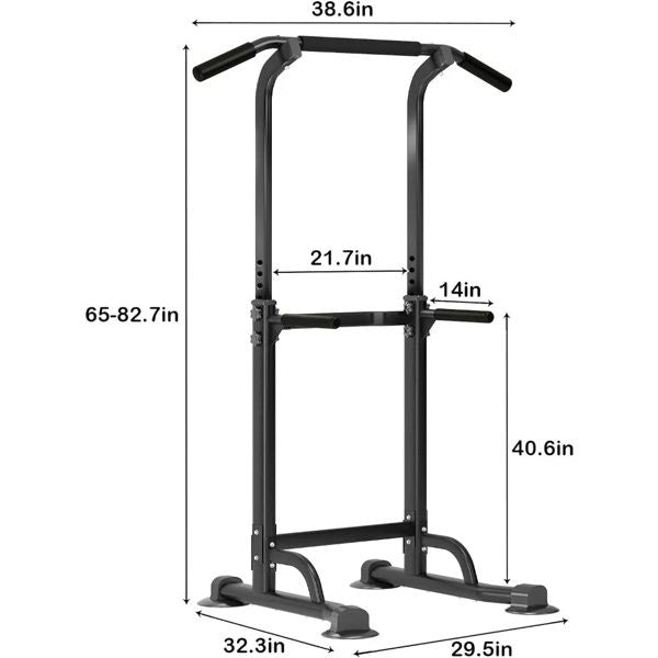 Power Tower Workout Dip Station Pull Up Bar, Height Adjustable Multi-Function Dip Stand for Home Gym Strength Training Fitness Equipment