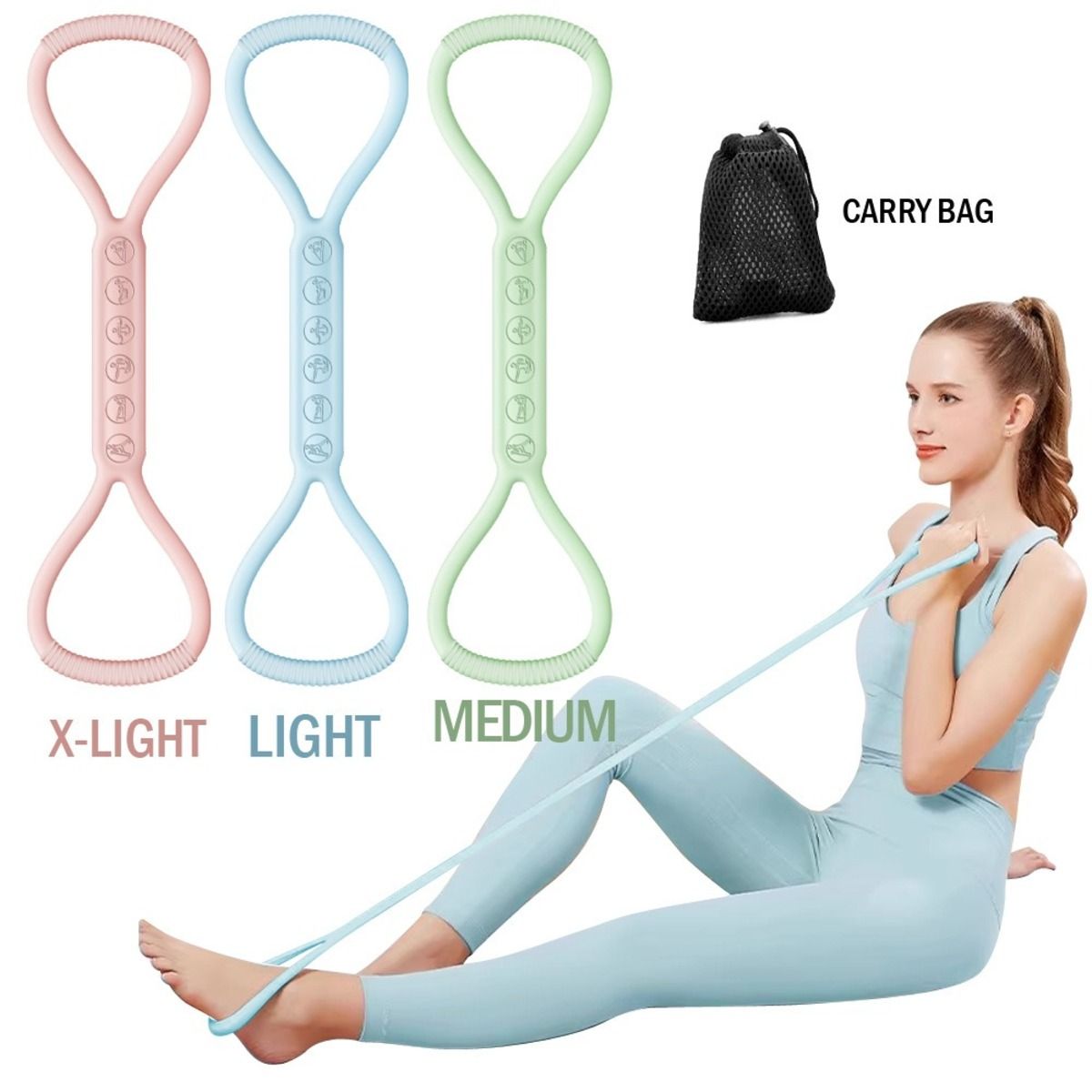 8-character Puller, 8-character Silicone Yoga Auxiliary Home Elastic Band Mini Band Kit, A Set Of 3, Light Three Medium, And Heavy Lower Body Loop Resistance Bands For Legs And Booty