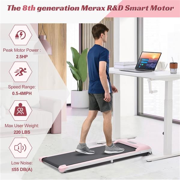 2 in 1 Under Desk Electric Treadmill 2.5HP, with Bluetooth APP and speaker, Remote Control, Display, Walking Jogging Running Machine Fitness Equipment for Home Gym Office