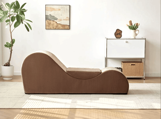 Solace Yoga Chaise Lounge Chair for Stretching, Relaxation & Exercise, Ergonomic Design with Soft Yet Firm High-Density Foam Core, Removable Machine-Washable Cover, Brown