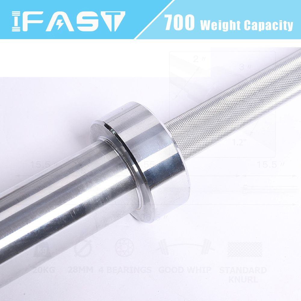 Barbell Bar for 2" Olympic Plates, Home Gym Weightlifting Bar 4Ft Solid Chrome Weight Bar 5Ft Fitness Training Curl Barbell 7.2Ft