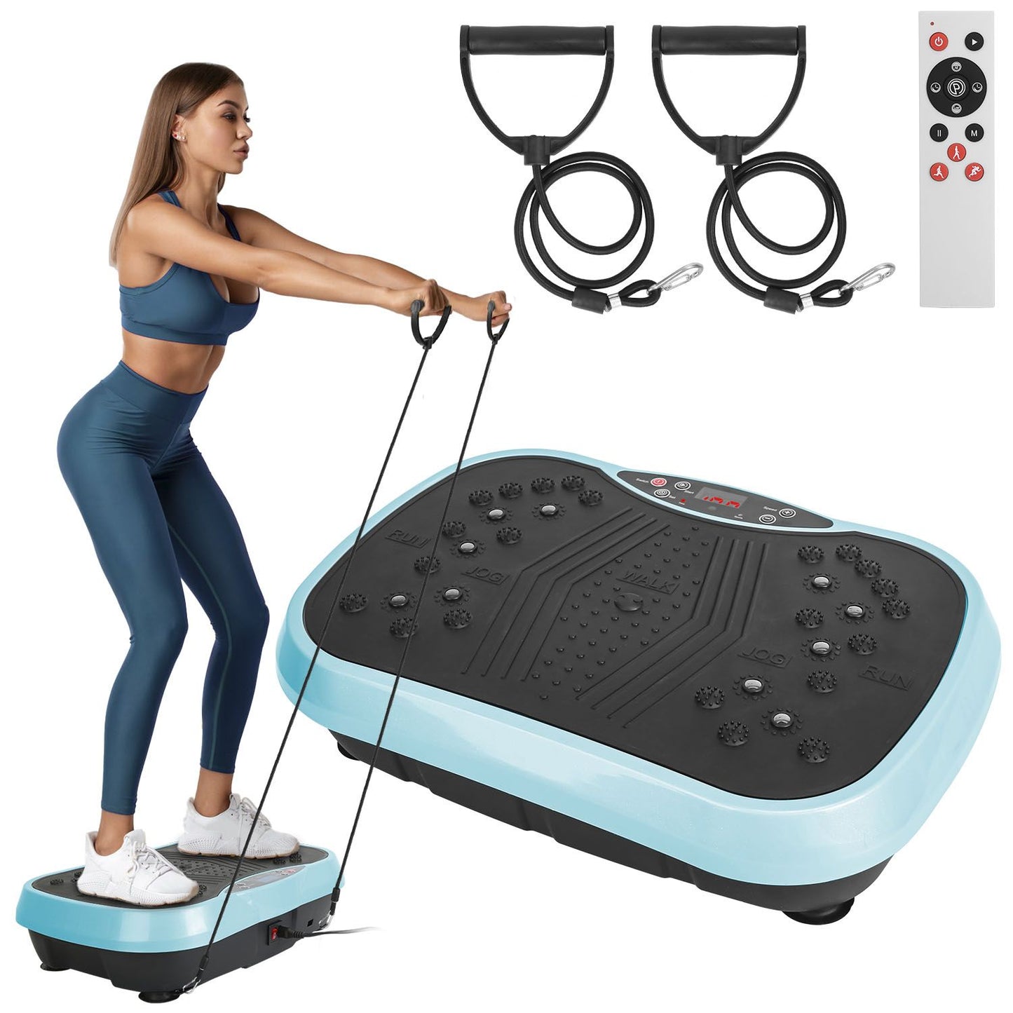 Vibration Exercise Machine With Resistant Bands Remote Control Whole Body Vibration Platform Workout Equipment Home Fitness Training Equipment For Weight Loss Fat Burner