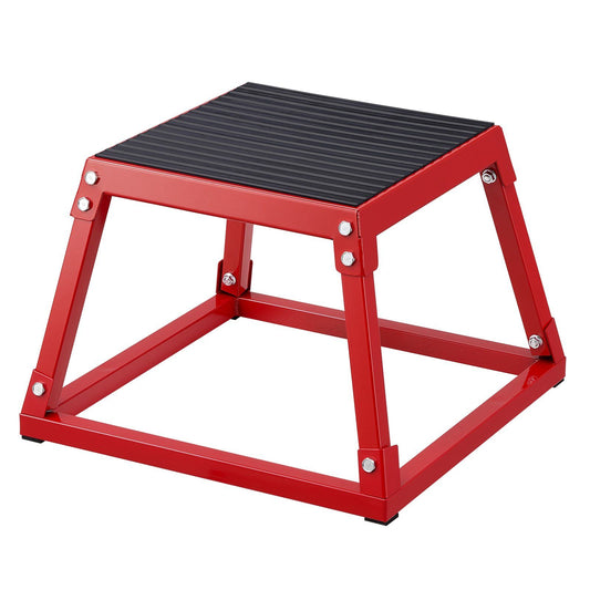 VEVOR Plyometric Jump Box, 12 Inch Plyo Box, Steel Plyometric Platform and Jumping Agility Box, Anti-Slip Fitness Exercise Step Up Box for Home Gym Training, Conditioning Strength Training, Red