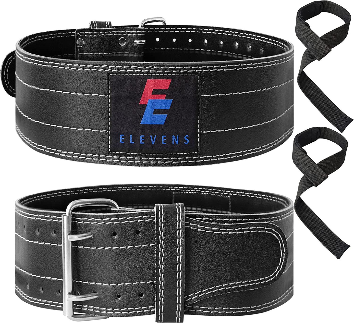 Weight Lifting Belt Leather Fitness Belt for Strength Training Unisex Black