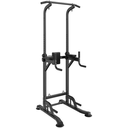 VEVOR Power Tower Dip Station, 10-Level Height Adjustable Pull Up Bar Stand, Multi-Function Home Gym Strength Training Fitness Workout Equipment with 7-Level Adjustable Backrest, PU Elbow Pads, 440LBS