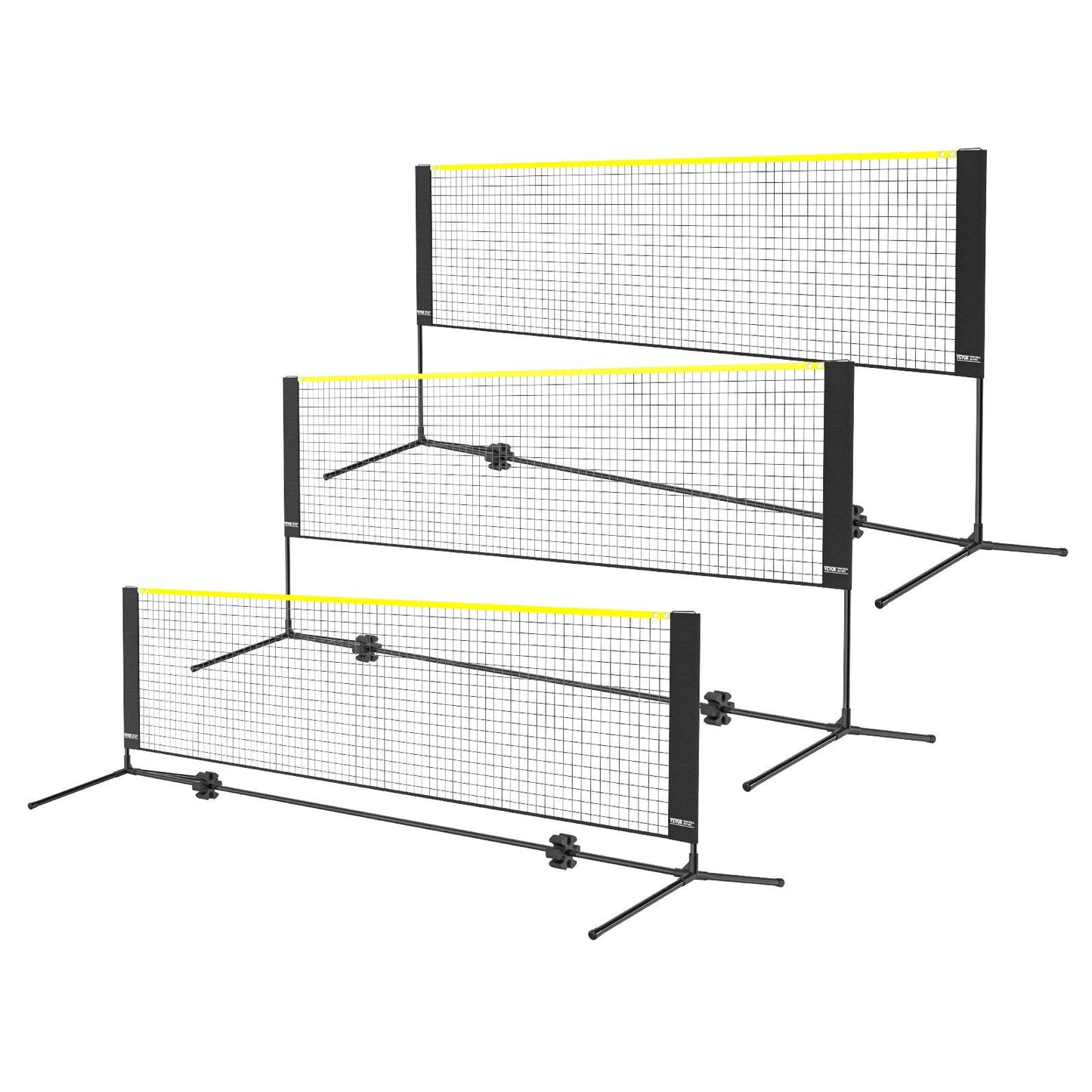 VEVOR Badminton Net, Height Adjustable Volleyball Net, 10ft Wide Foldable Pickleball Net, Portable Easy Setup Tennis Net Set with Poles, Stand and Carry Bag, for Kids Backyard Game Indoor Outdoor Use