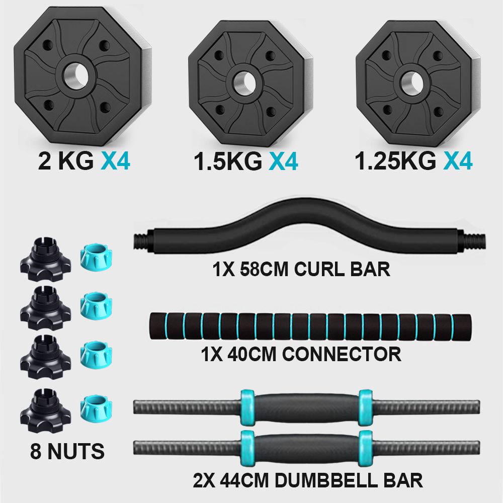 Adjustable Dumbbell Set 44 LBS with Curl Bar, Barbell Weight Set for Home Gym, 3 in 1 Dumbellsweights Set for Men and Women