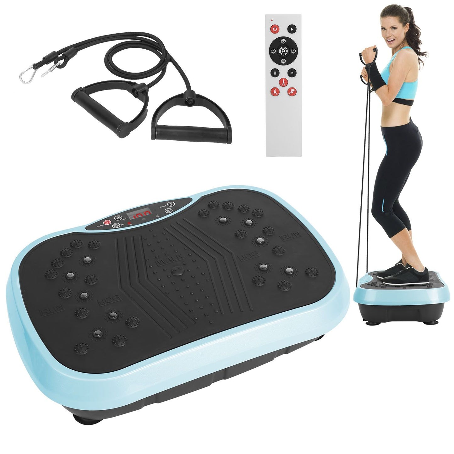 Vibration Exercise Machine With Resistant Bands Remote Control Whole Body Vibration Platform Workout Equipment Home Fitness Training Equipment For Weight Loss Fat Burner