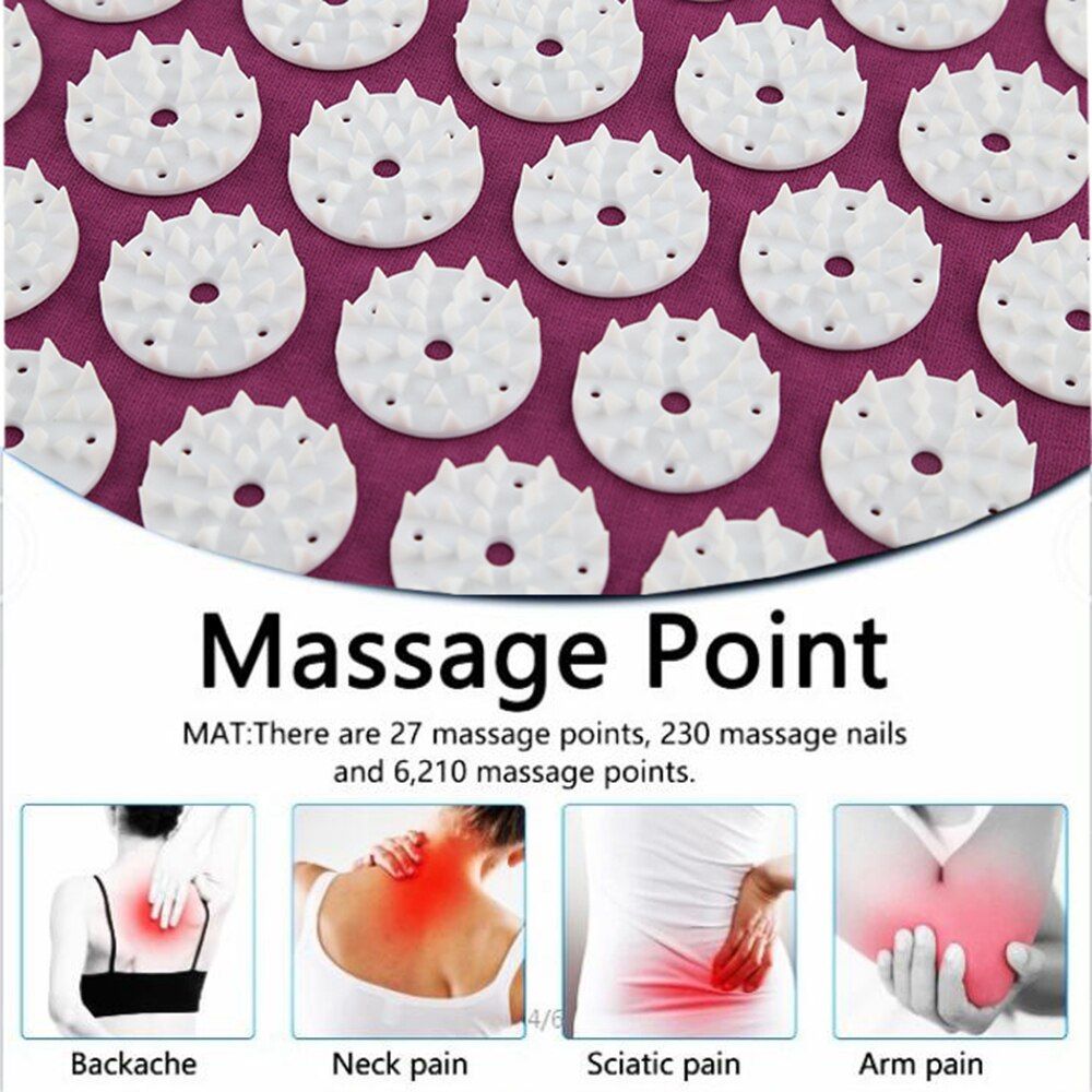 Yoga Massage Mat Acupressure Relieve Stress Back Cushion Massage Yoga Mat Back Pain Relief Needle Pad With Pillow