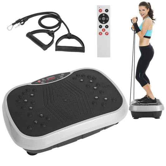 Vibration Plate Exercise Machine With Resistant Bands Remote Control Whole Body Vibration Platform Workout Equipment Home Fitness Training Equipment For Weight Loss Fat Burner