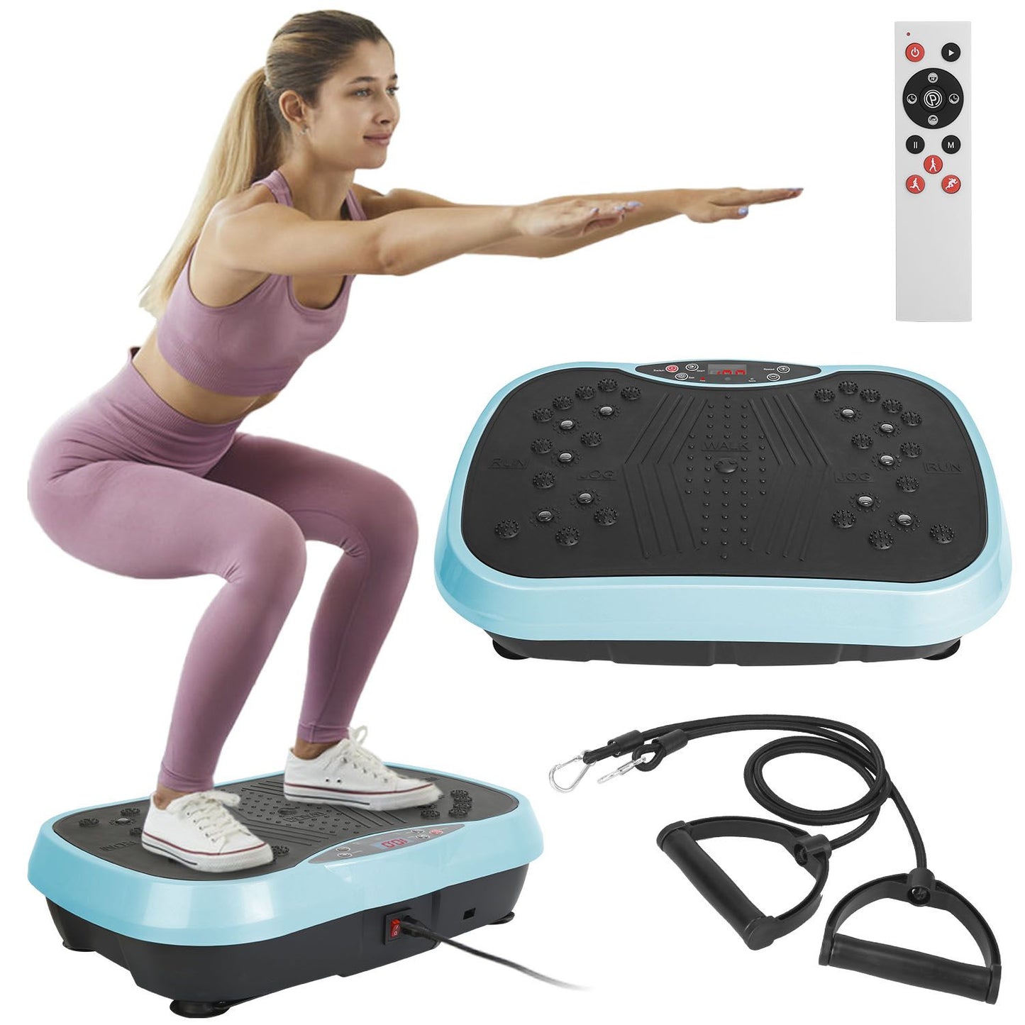 Vibration Exercise Machine With Resistant Bands Remote Control Whole Body Vibration Platform Workout Equipment Home Fitness Training Equipment For Weight Loss Fat Burner