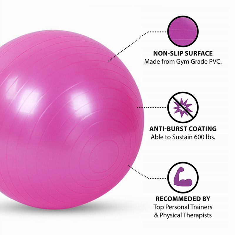 PVC Fitness Balls Yoga Ball; Thick Explosion-proof Exercise Balance Ball For Home Gym Pilates 17.72inch/21.65inch/25.59inch/29.53inch/33.46inch