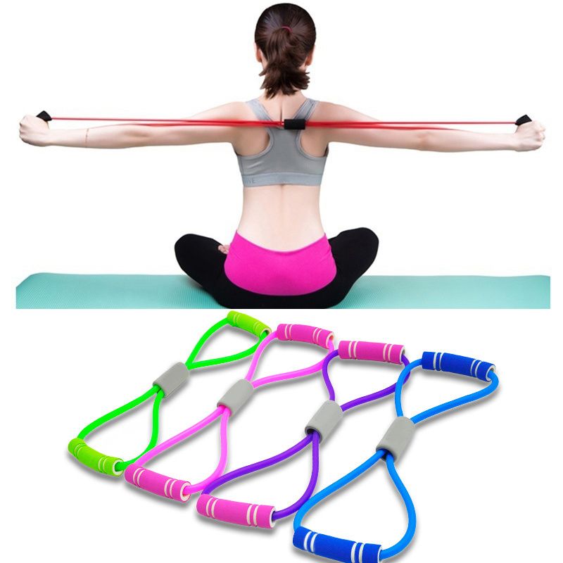 Foam Handle 8 Shape Elastic Band; Tension Band For Abdomen Waist Arm Leg Stretching; Fitness Training