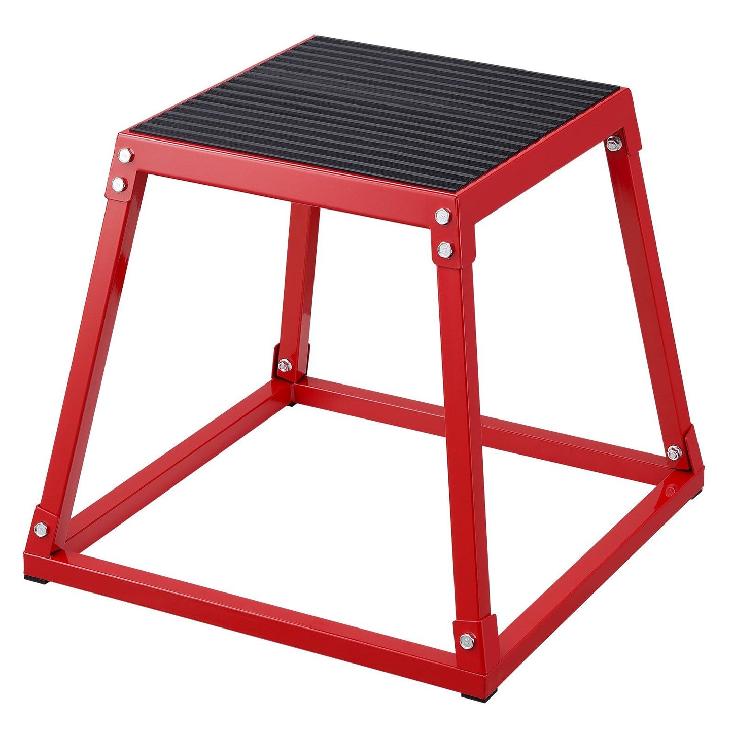 VEVOR Plyometric Jump Box, 18 Inch Plyo Box, Steel Plyometric Platform and Jumping Agility Box, Anti-Slip Fitness Exercise Step Up Box for Home Gym Training, Conditioning Strength Training, Red