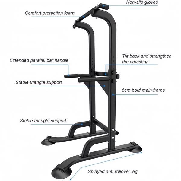 Power Tower Workout Dip Station Pull Up Bar, Height Adjustable Multi-Function Dip Stand for Home Gym Strength Training Fitness Equipment