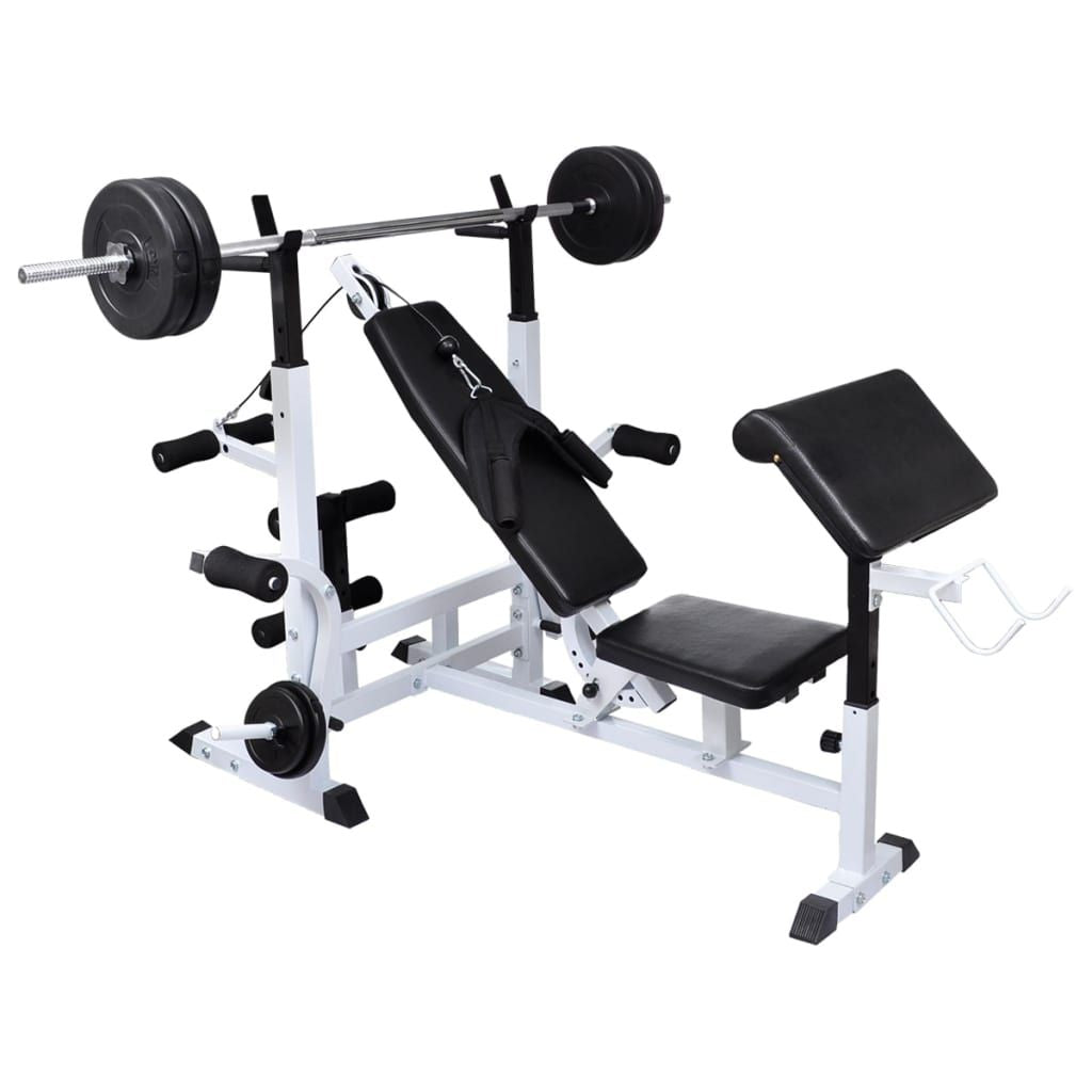 Weight Bench with Weight Rack, Barbell and Dumbbell Set 264.6 lb